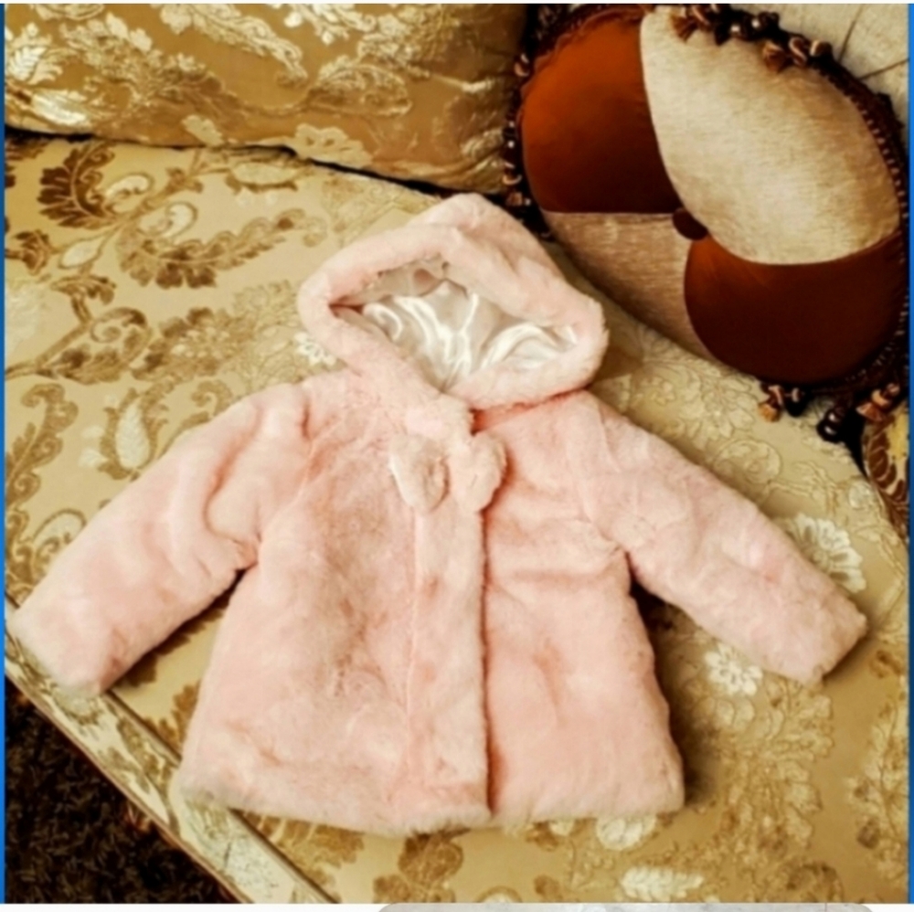 Faux fur pink coat Size 18 month